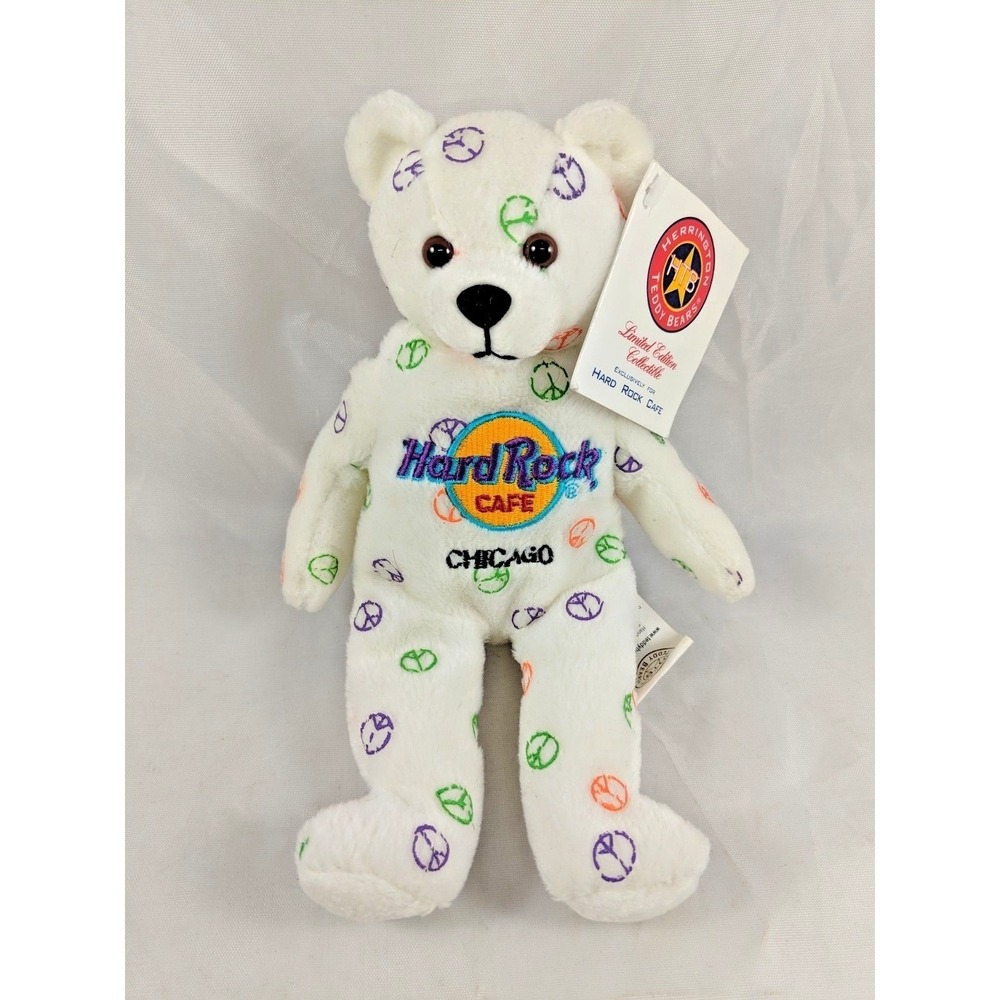 Hard Rock Cafe Bear Plush Peace Chicago 8 Inch Herrington Teddy Bears Stuffed